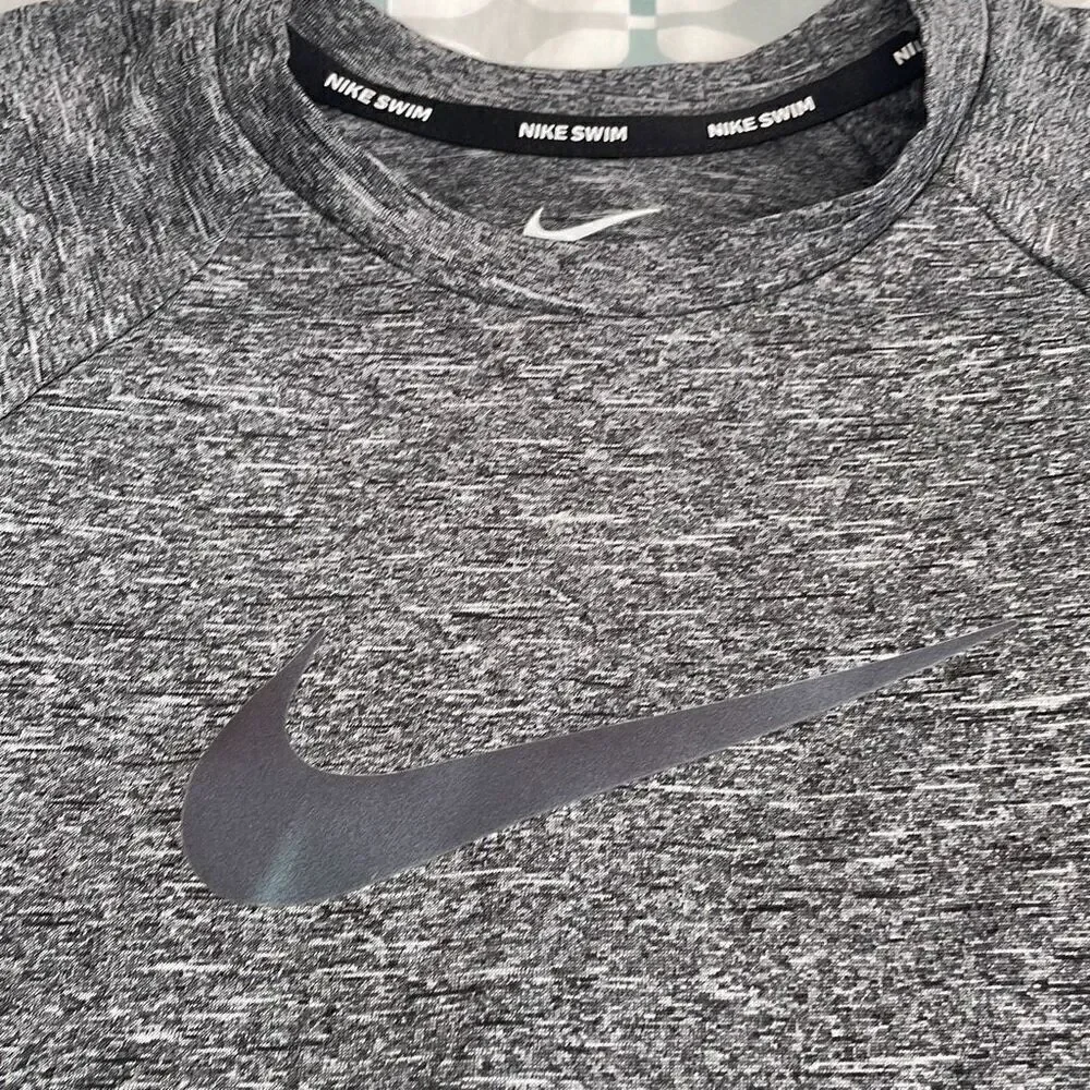NWOT! Nike Swim Heather Gray UPF 40+ Dri-Fit Long Sleeve Shirt - Youth M